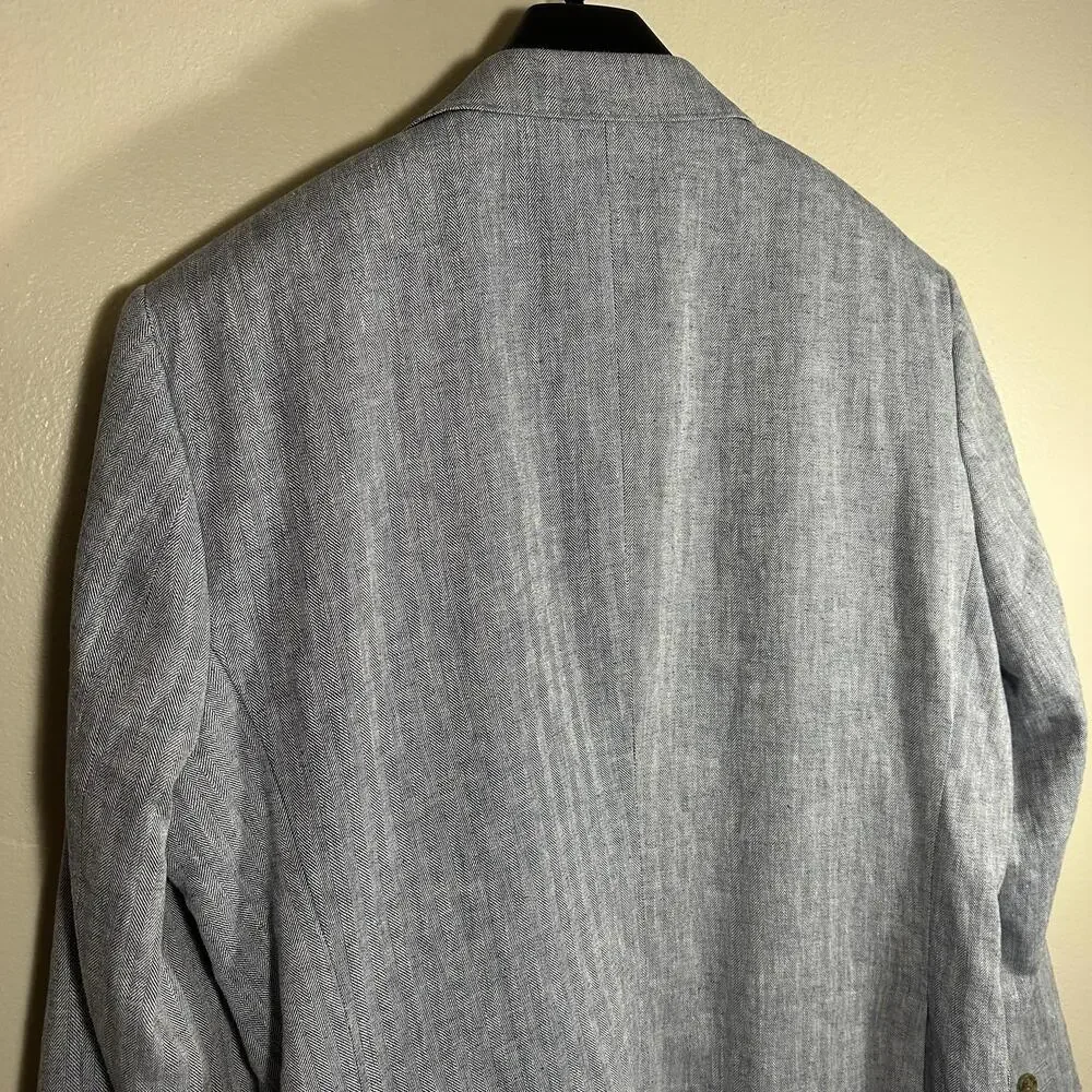 Stafford Jacket Linen Cotton Hopsack Blazer Sport Coat Indigo‎ 48R